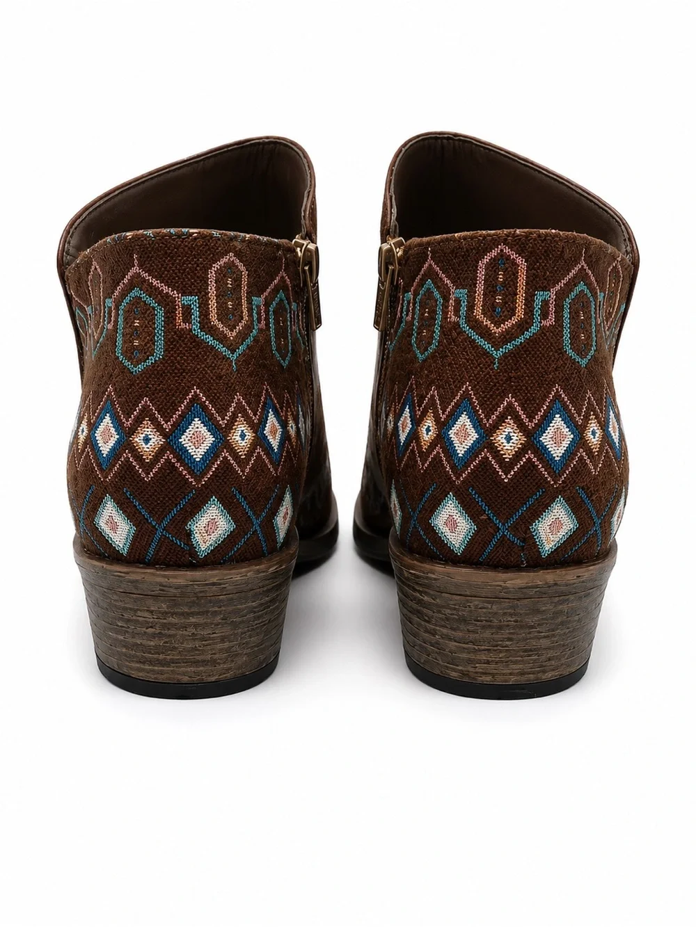 Roper Women's Brown Ankle Boot with Embroidered Heel
